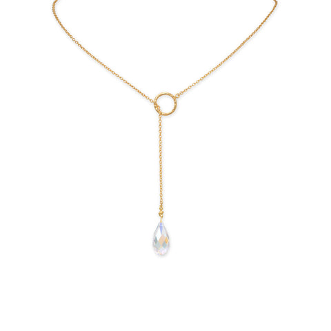 24" 14 Karat Gold Plated Swarovski Crystl Lariat Necklace