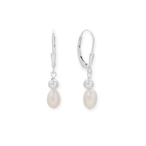 Cultured Freshwater Rice Pearl Lever Earrings