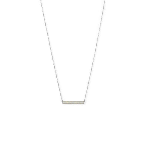 16" + 1" + 1" Rhodium Plated Synthetic Opal Bar Necklace
