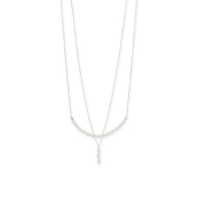 15" + 2" Crinkly Cultured Freshwater Rice Pearl Curved Necklace