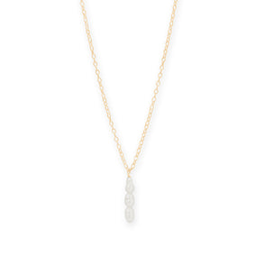 16" + 2" 14/20 Gold Filled Crinkly Cultured Freshwater Rice Pearl Drop Necklace