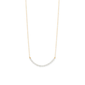 15" + 2" 14/20 Gold Filled Crinkly Cultured Freshwater Rice Pearl Curved Necklace
