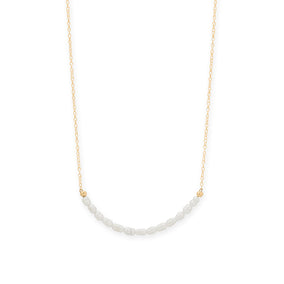15" + 2" 14/20 Gold Filled Crinkly Cultured Freshwater Rice Pearl Curved Necklace