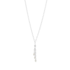 16" Crinkly Cultured Freshwater Pearl and Triple Paperclip Chain Drop Necklace