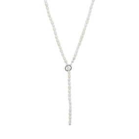 24" Crinkly Cultured Freshwater Rice Pearl Lariat Necklace