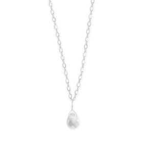 16" + 2" Faceted Clear Glass Drop Necklace