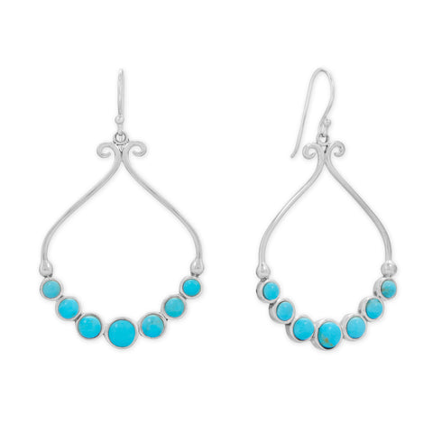 Graduated Round Turquoise French Wire Earrings