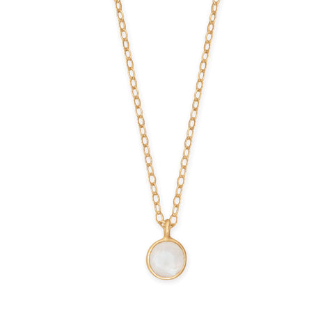 16" + 2" 14/20 Gold Filled 5mm Rainbow Moonstone Charm Necklace