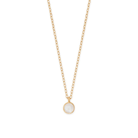 16" + 2" 14/20 Gold Filled 5mm Rainbow Moonstone Charm Necklace