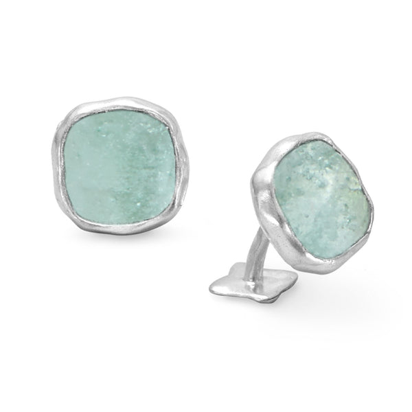 Masilver Aqua Ancient Roman Glass Hammered Cuff Links - Wholesale Silver Jewelry ...