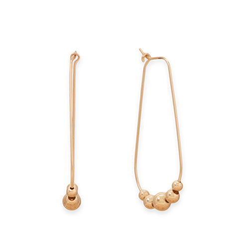 Small 14/20 Gold Filled Graduated Bead Oblong Wire Hoop Earrings