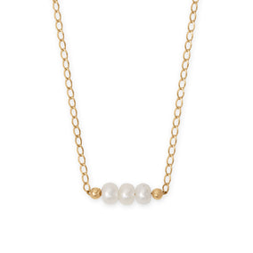 16" + 2" 14/20 Gold Filled Cultured Freshwater Pearl Bar Necklace