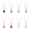 16" + 2" Silver Plated Pear Synthetic Opal Fashion Necklace