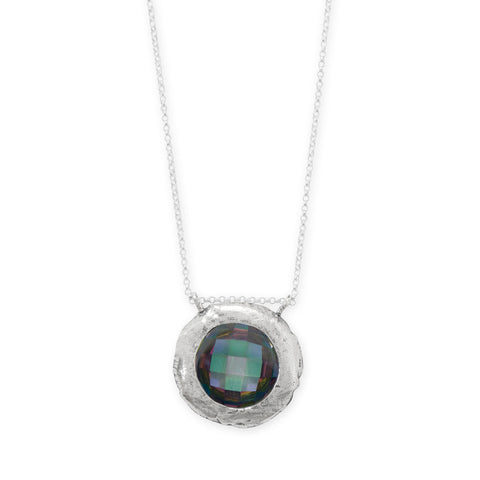 18" Oxidized Aurora Borealis Glass Slide Necklace