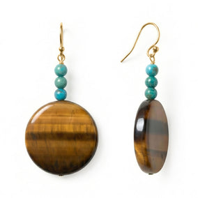 14/20 Gold Filled Tiger's Eye and Reconstituted Turquoise Earrings