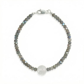 7" Labradorite Bead and Faceted Clear Quartz Bracelet