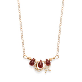 16" + 2" Celestial Garnet Charm Necklace