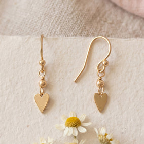 14 Karat Gold Plated Heart Drop Earrings