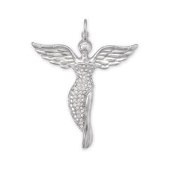 Rhodium Plated Swarovski Crystal Angel Pendant