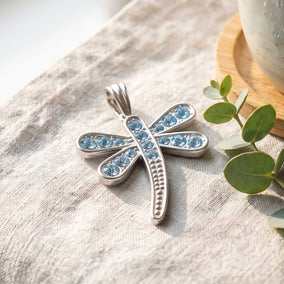 Blue Swarovski Crystal Dragonfly Pendant