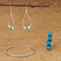 Cultured Freshwater Pearl and Turquoise Liquid Silver Pear Outline Earrings