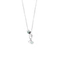 Rhodium Plated Pear Aqua Chalcedony Charm
