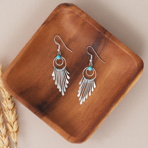 Native American Campitos Turquoise Spoon Drop Earrings