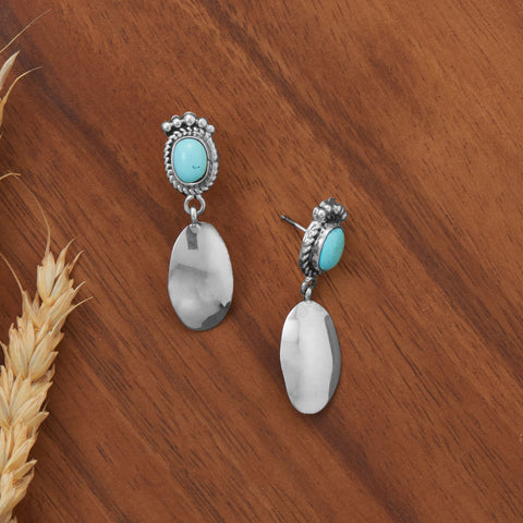 Native American Dry Creek Turquoise Round Drop Earrings