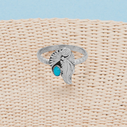 Turquoise Feather Design Ring