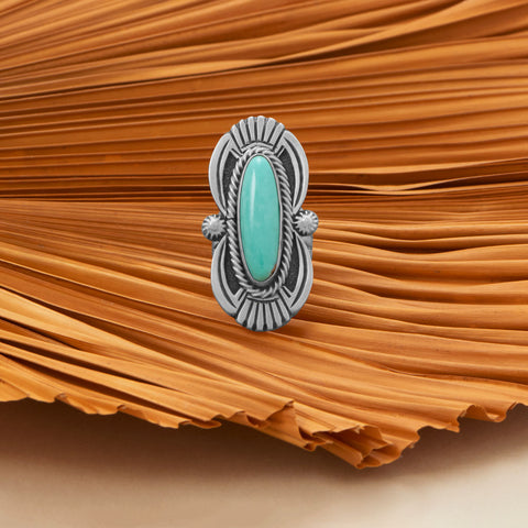 Mexican Campitos Turquoise Fan Design Ring
