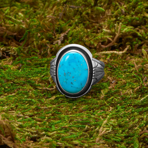 Native American Oval Kingman Turquoise Ring