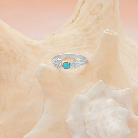 Turquoise and Leaf Design Ring