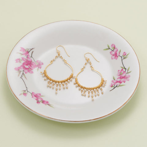 14 Karat Gold Plated Cultured Freshwater Pearl Circle Earrings