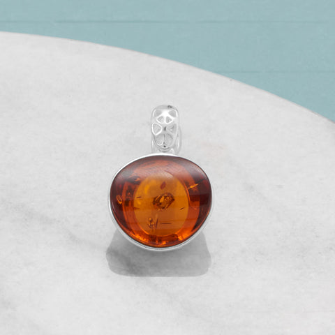 14mm Round Genuine Baltic Amber Pendant