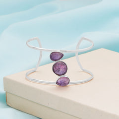 Rough Cut Amethyst Cuff Bracelet