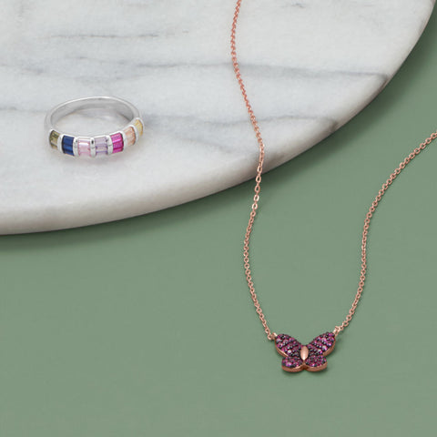 Pretty in Pink Butterfly Jewelry Duo