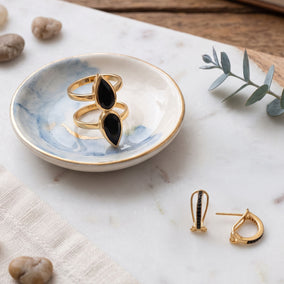 Black and Yellow! 14 Karat Gold Plated Jewelry Duo
