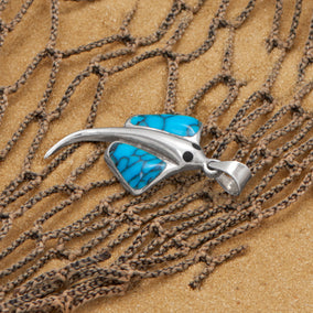 Reconstituted Kingman Turquoise Stingray Pendant