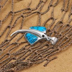 Reconstituted Kingman Turquoise Stingray Pendant