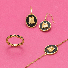 Protect Your Peace! 14 Karat Gold Plated Black Onyx/CZ Set