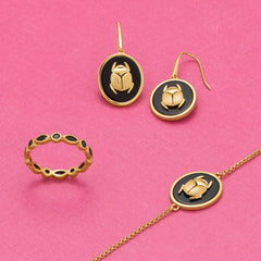 Protect Your Peace! 14 Karat Gold Plated Black Onyx/CZ Set