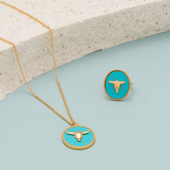 Home on the Range! 14 Karat Gold Plated Imitation Turquoise Set