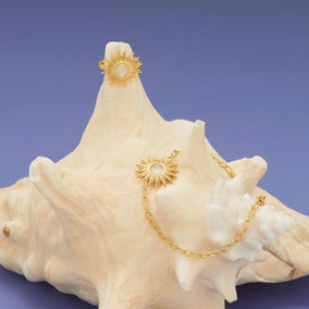 Sunny Days! 14 Karat Gold Plated Rainbow Moonstone Duo