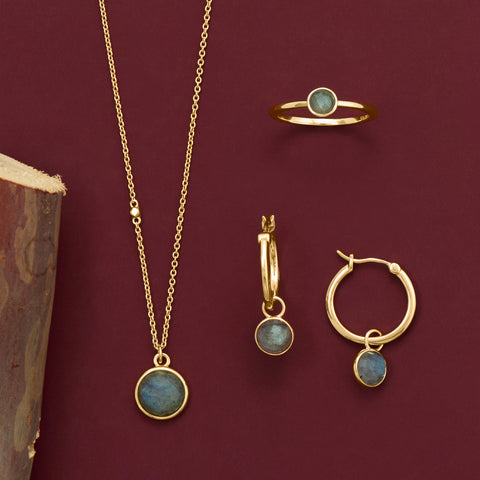 Lux Labradorite! 14 Karat Gold Plated Jewelry Set