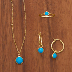 True Blue! 14 Karat Gold Plated Turquoise 3 Piece Jewelry Set