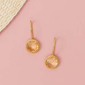 Sunny Citrine! 14 Karat Gold Plated Citrine European Wire Earrings