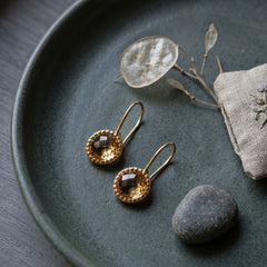 Sunny Citrine! 14 Karat Gold Plated Citrine European Wire Earrings