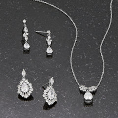 Cluster Crazy! Rhodium Plated 3 Piece CZ Jewelry Set
