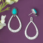 Native American Turquoise and Hammered Pear Drop Earrings
