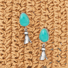 Native American Turquoise and Squash Blossom Post Back Earrings
